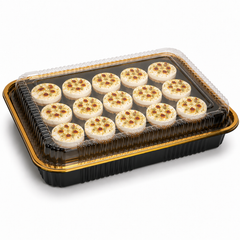 Premium REF 330 75oz Black & Gold Food Container with Clear Lid