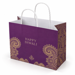 Diwali Large Purple Paper Gift Bag 28 x 25cm – Festive Gift Bag