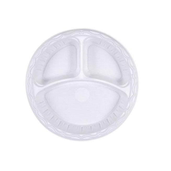 10" (26cm) Plastic Plates (Light Duty) 3 Section - Gafbros