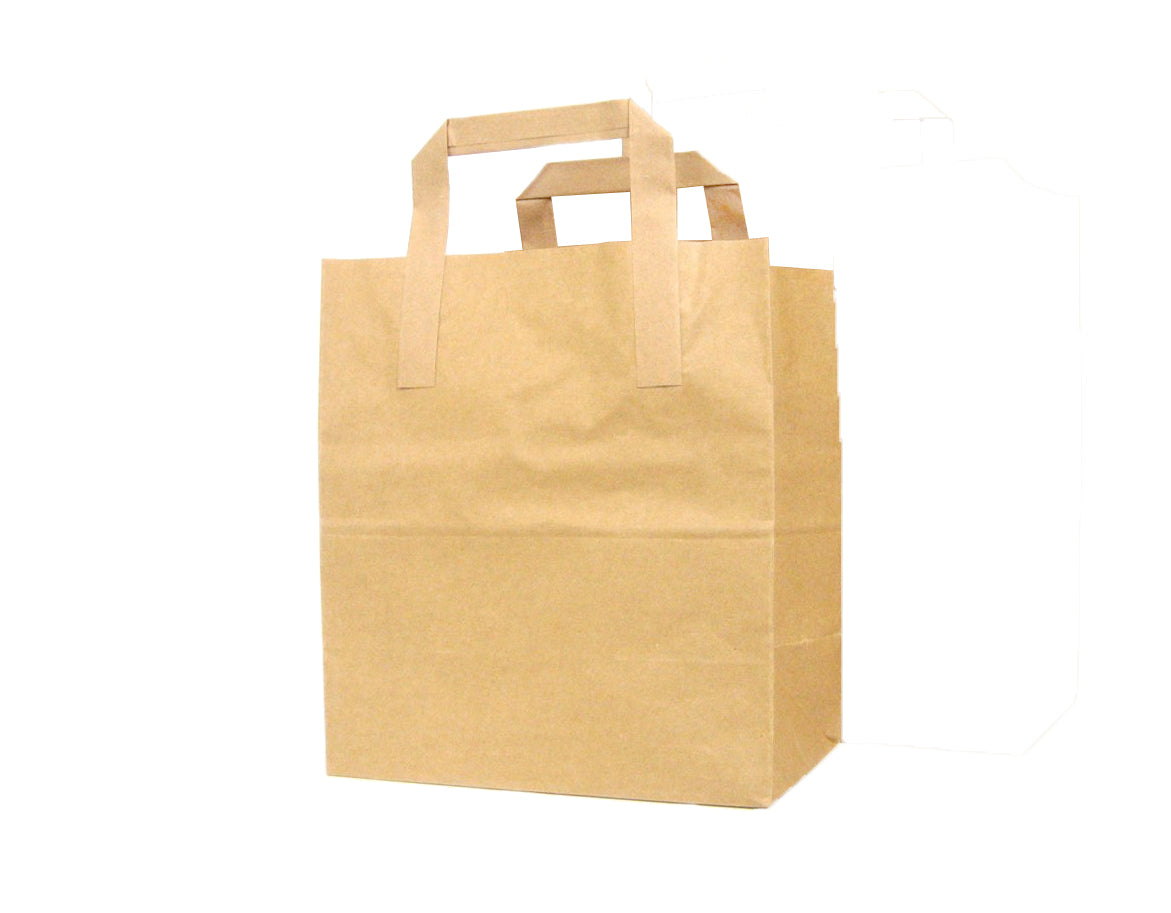 Large Kraft Flat Handle Paper Bags - Gafbros