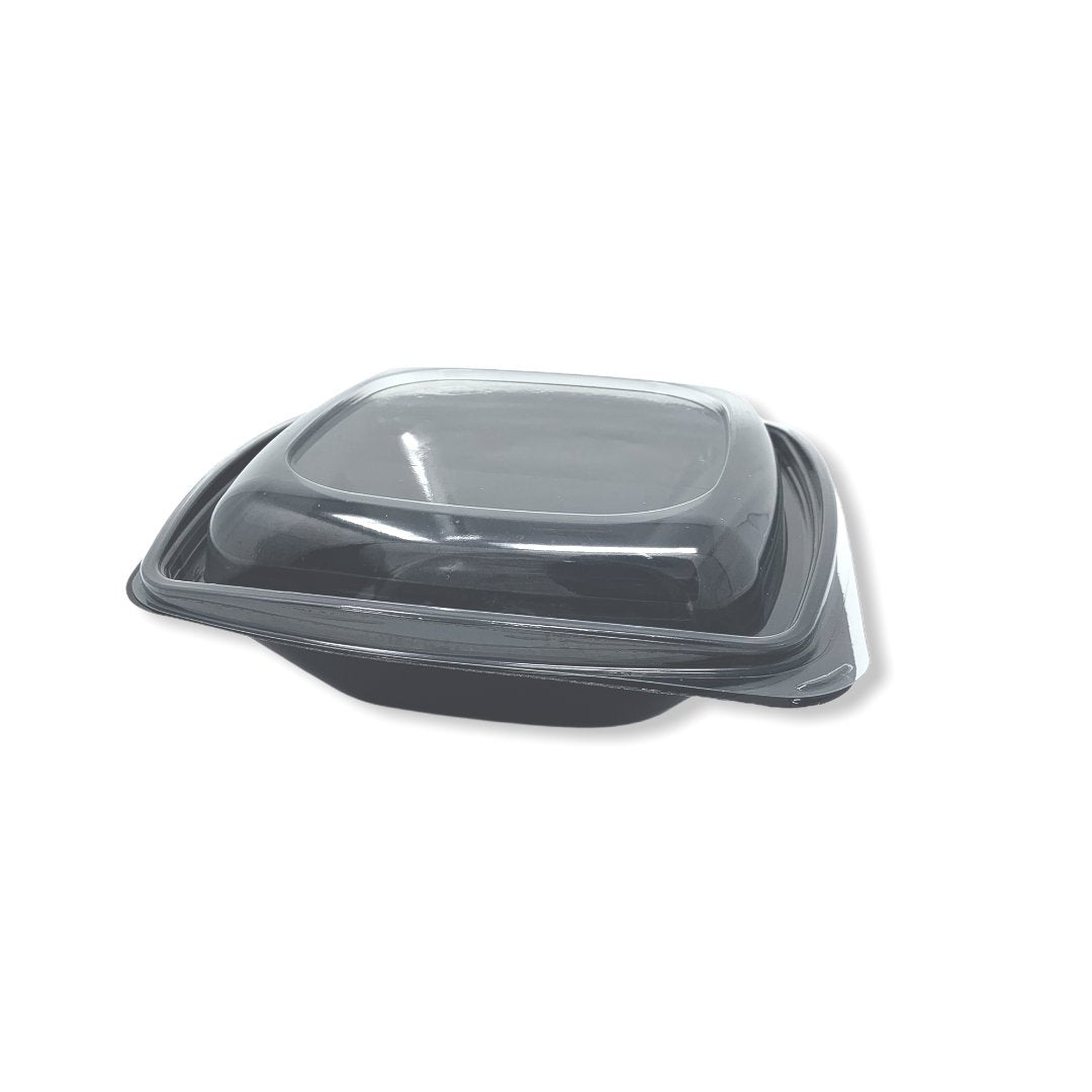 750ml Black Square PET Salad Bowls And Lids - Gafbros
