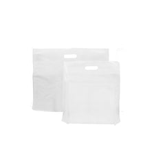 14 x 14 x 4 30mu White Patch Handle Plastic Carrier Bags (B3) - Gafbros