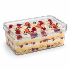 Clear Rectangular 1800ml Dessert Container with Lid – Tiramisu Tray