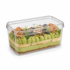 Clear Rectangular 425ml Dessert Pots with Lids – Tiramisu Containers