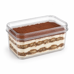 Clear Rectangular 300ml Dessert Pots with Lids – Tiramisu Containers