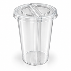 500ml PP Split Cups with PET Lids – Dual Compartment Bubble Tea Cups