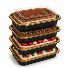 Premium REF 180 30oz Black & Gold Food Container with Clear Lid