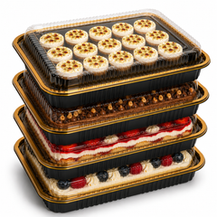 Premium REF 330 75oz Black & Gold Food Container with Clear Lid