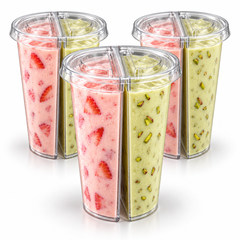 700ml PP Split Cups with PET Lids – Dual Compartment Bubble Tea Cups