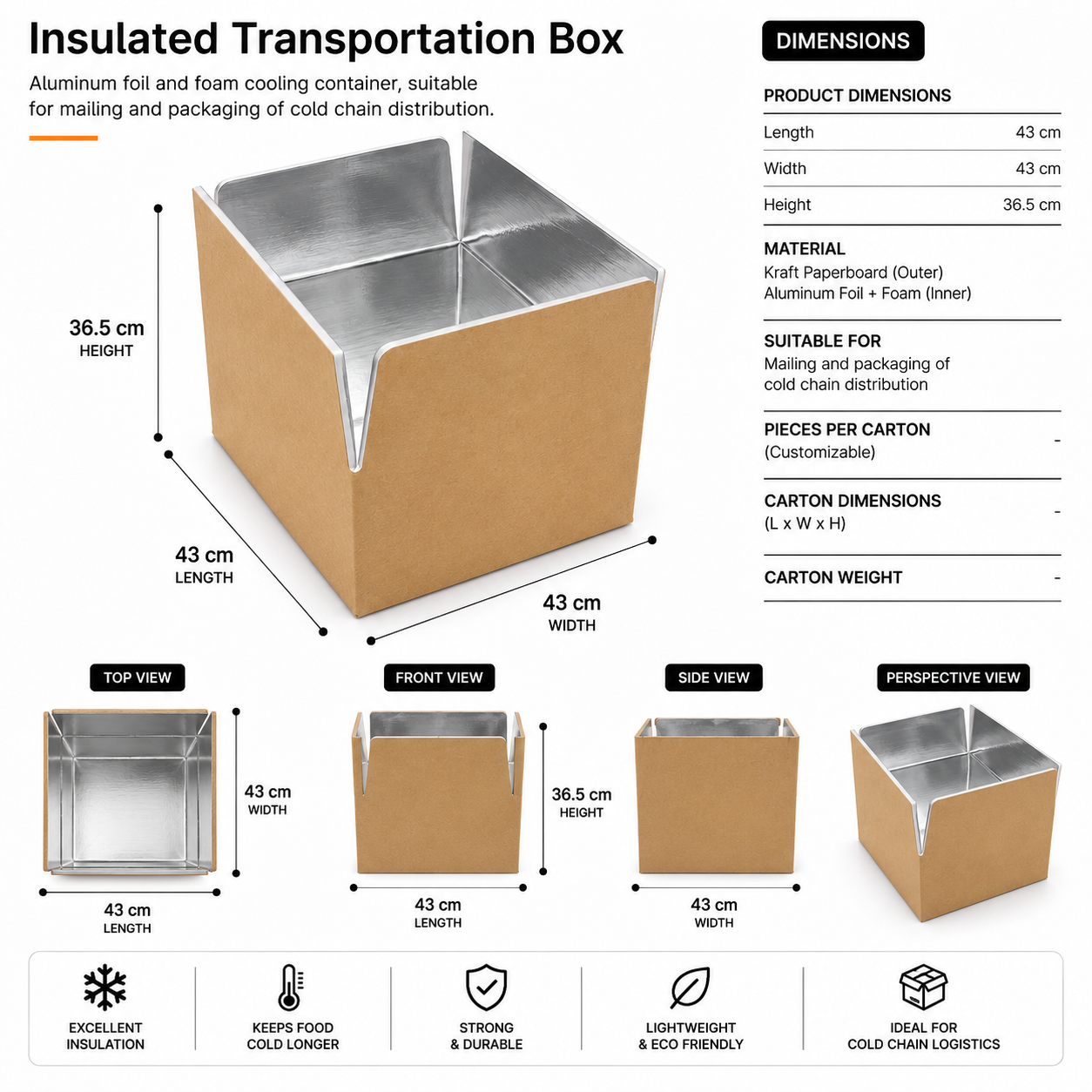 Insulated Shipping Carton - Foil & Foam Cold Chain Thermal Box