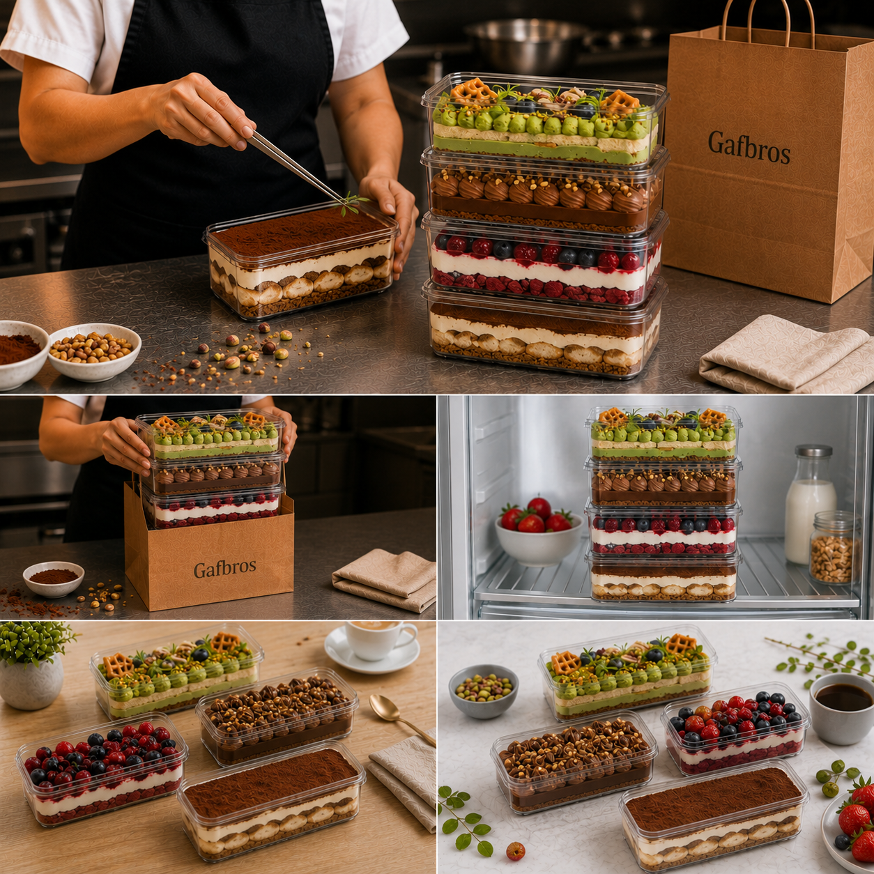 Clear Rectangular 1800ml Dessert Container with Lid – Tiramisu Tray