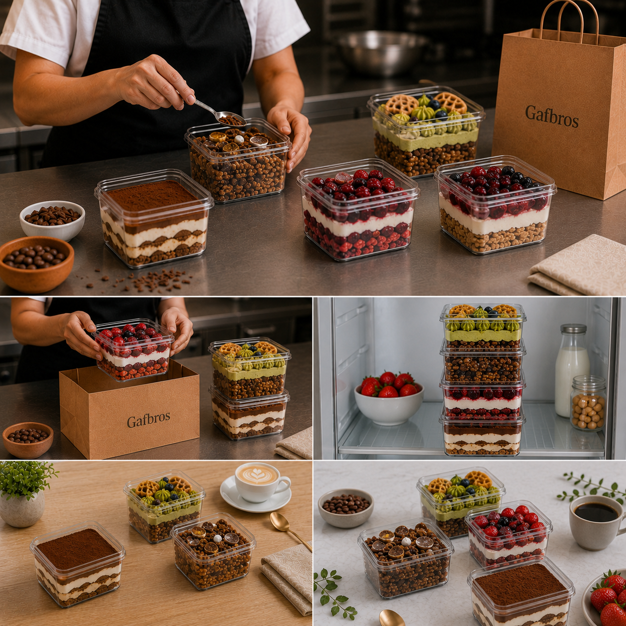 Clear Square 500ml Dessert Pots with Lids – Tiramisu & Cake Containers