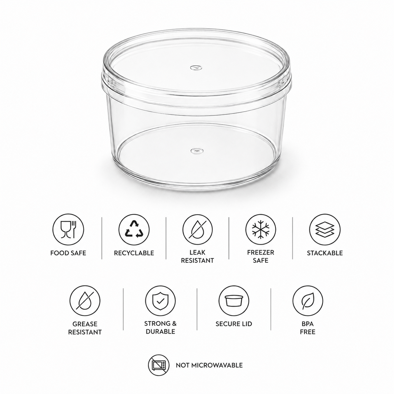Clear Round 400ml Dessert Pot with Lid – Tiramisu & Cheesecake Container