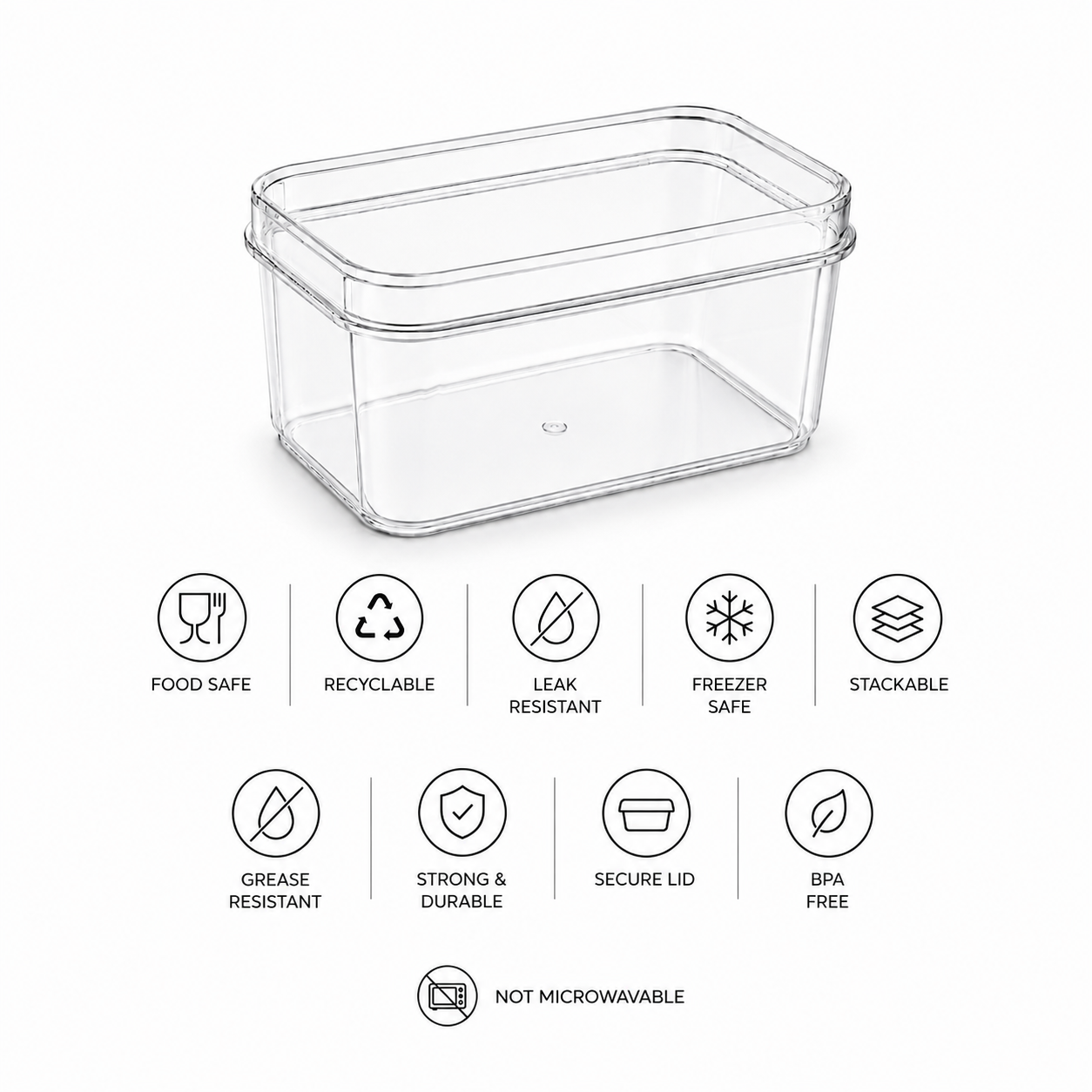 Clear Rectangular 300ml Dessert Pots with Lids – Tiramisu Containers