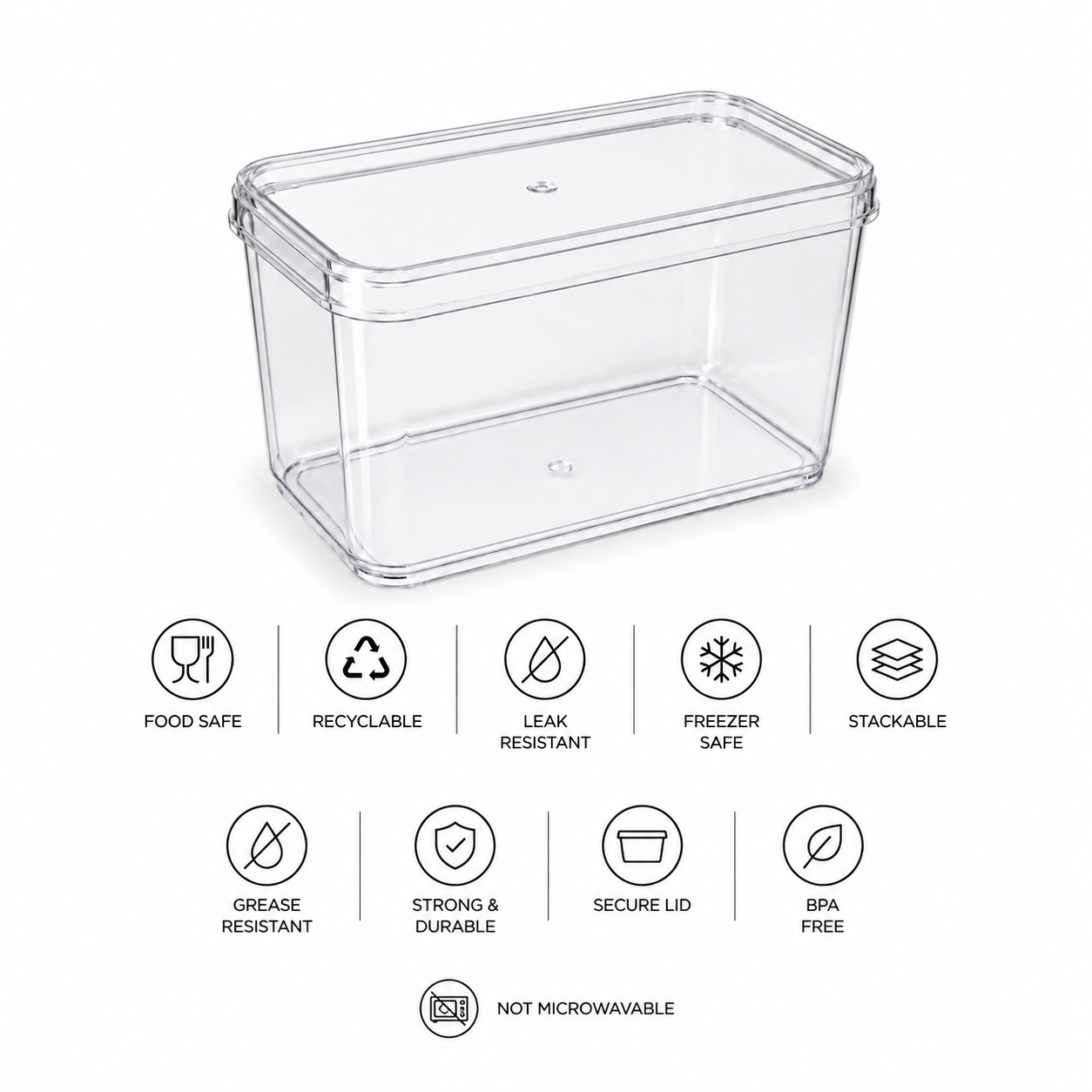 Clear Rectangular 425ml Dessert Pots with Lids – Tiramisu Containers