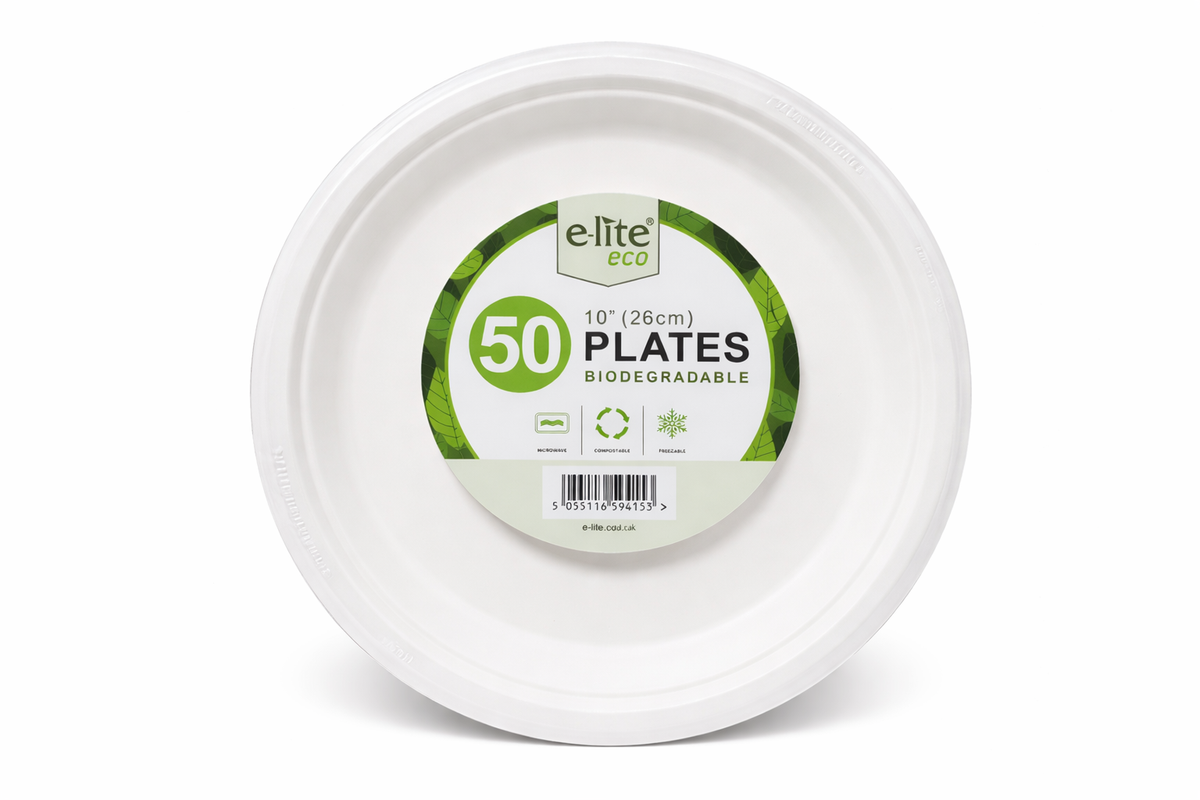 10" (26cm) Bagasse Compostable Plates