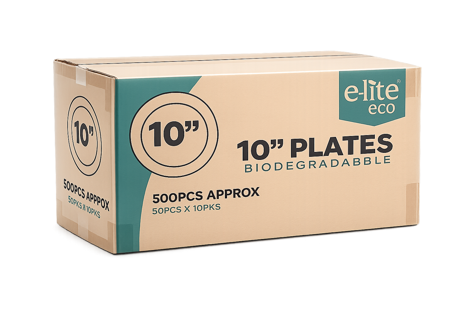 e-lite® 10 Inch Compostable Bagasse Dinner Plates | Heavy Duty Biodegradable Disposable Plates | Eco Friendly Sugarcane Plates for Parties, Catering, BBQ & Takeaway | 26 cm White Round Plates 500