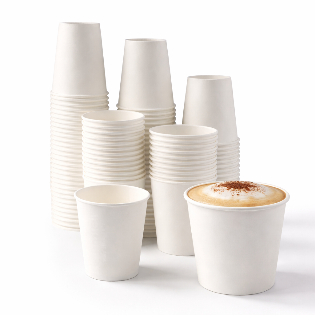 8oz White Disposable Paper Coffee Cups