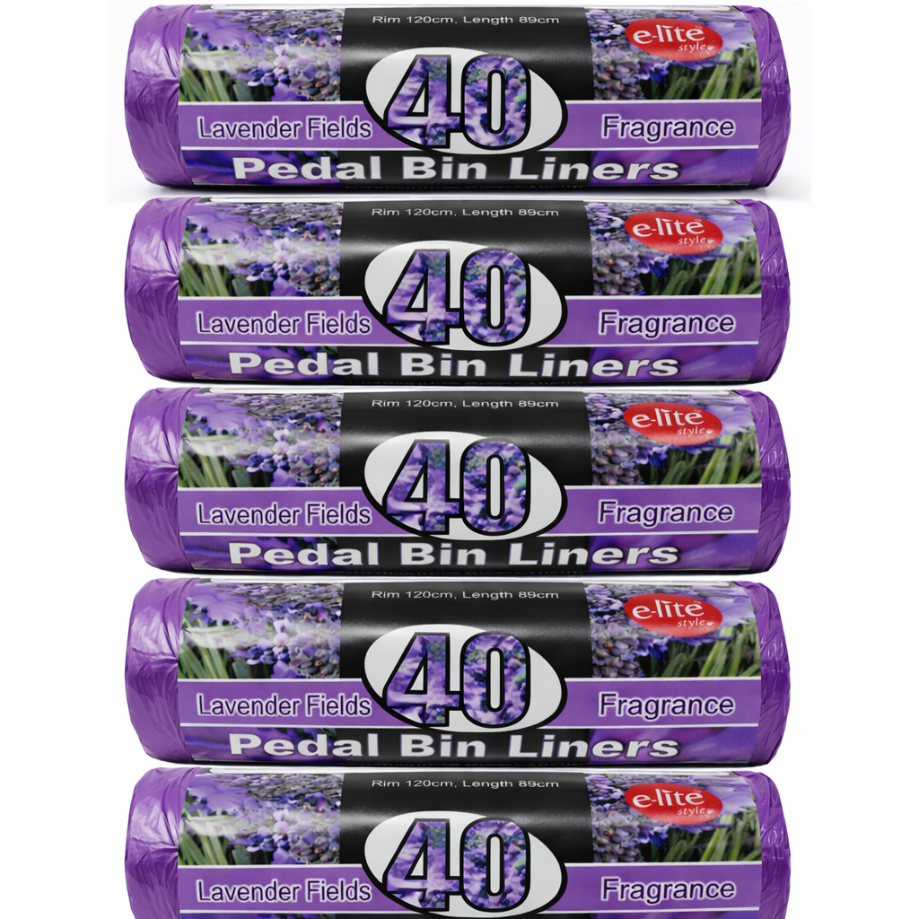 e-lite® Lavender Scented Pedal Bin Liners 20L Heavy Duty Waste Bags – Leak Resistant Fragranced Pedal Bin Bags for Bathroom, Kitchen & Office Multi-Pack Options (60)