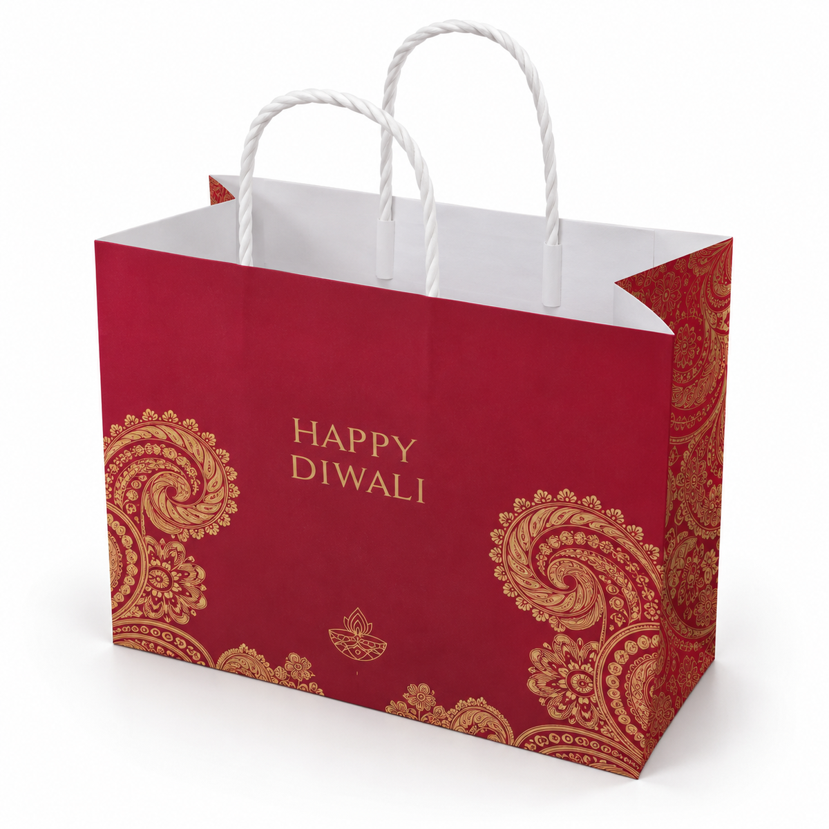 Diwali Large Red Paper Gift Bag 28 x 25cm – Festive Gift Bag
