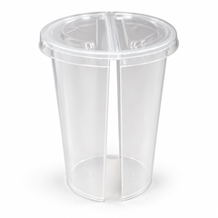 500ml PP Split Cups with PET Lids – Dual Compartment Bubble Tea Cups