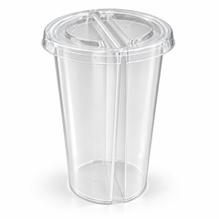 700ml PP Split Cups with PET Lids – Dual Compartment Bubble Tea Cups