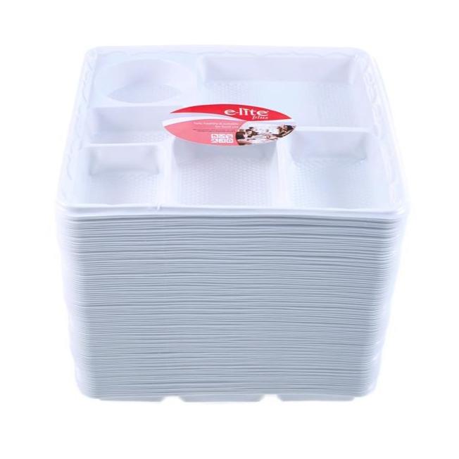 6 compartment section disposable plastic plates elite