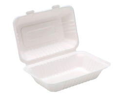 Bagasse Clamshell Meal Boxes 9" x 6'' - Gafbros