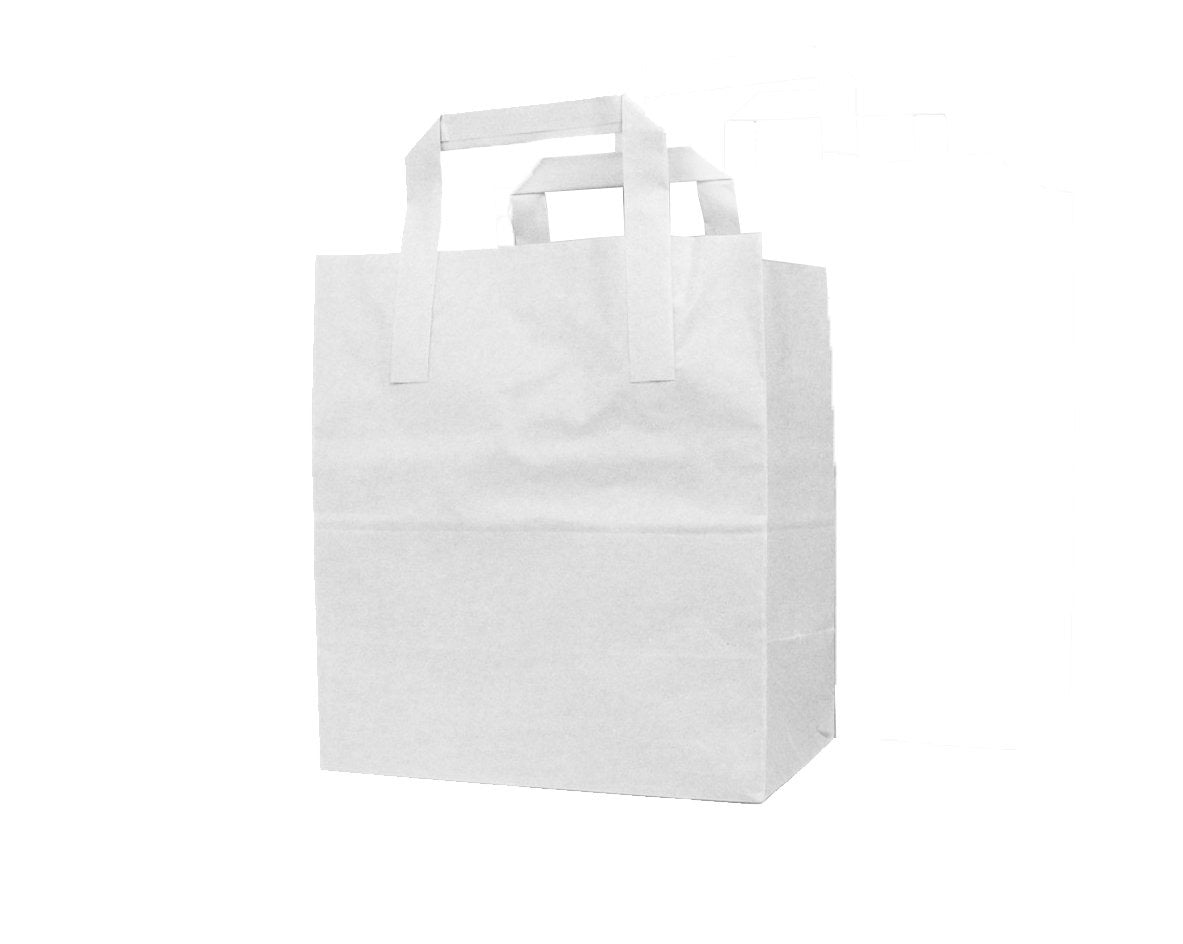 Medium White Flat Handle Paper Bags - Gafbros