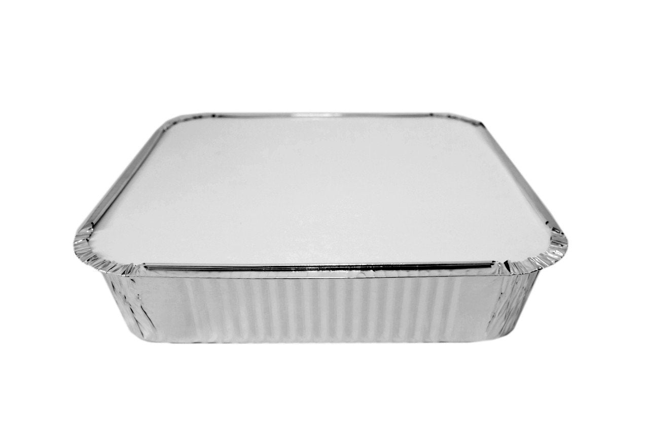 30 x Large SHALLOW Aluminium Foil Containers+LIDS Trays Takeaway Baking  9x9x1.5