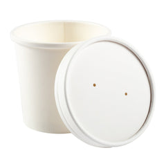 12oz White Paper Soup Tubs and Vented Lids