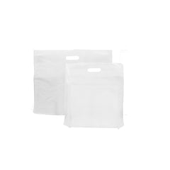10 x 12 x 4 30mu White Patch Handle Plastic Carrier Bags (B1) - Gafbros